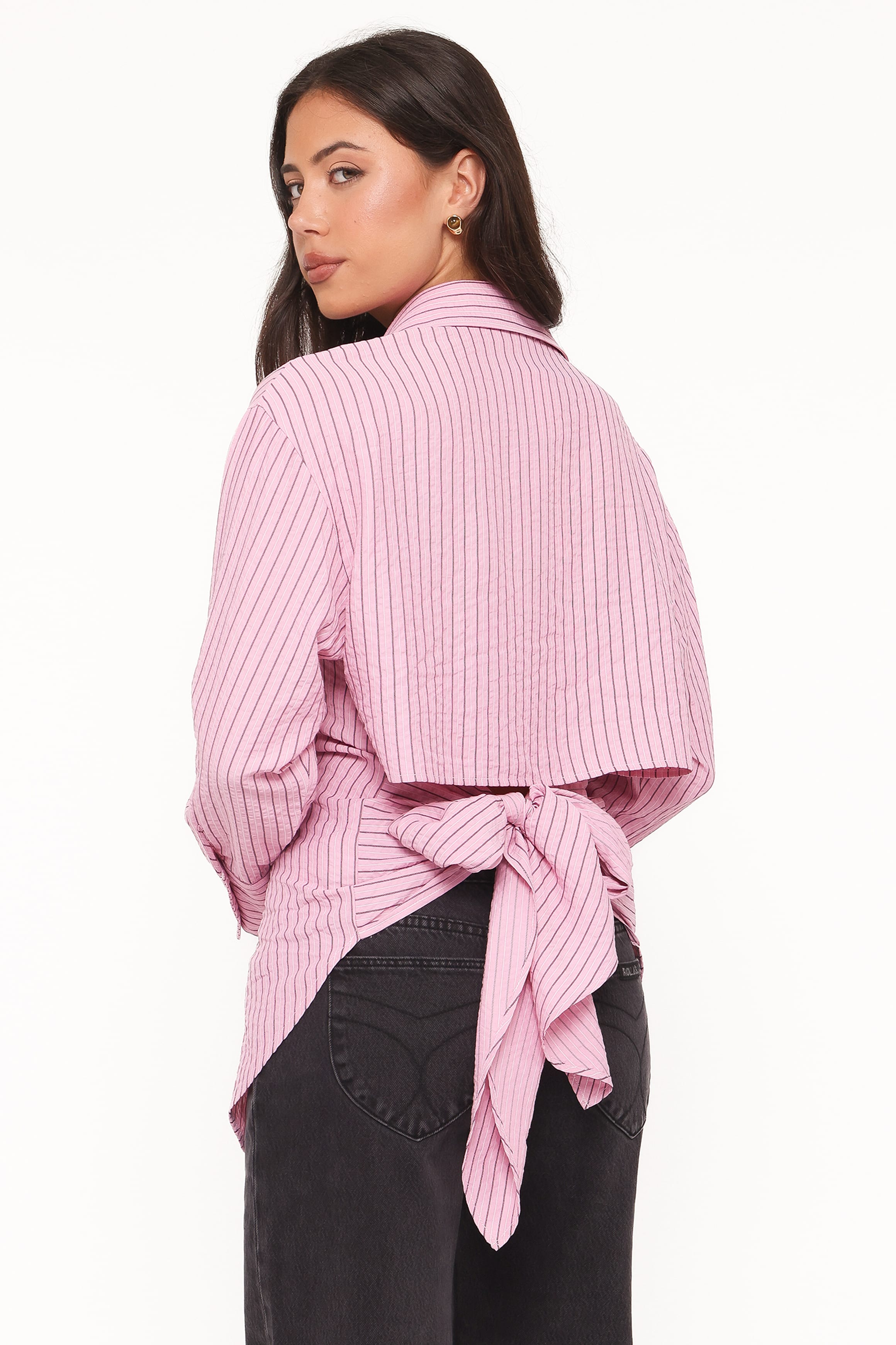 Fawna Tie Back Shirt - Pink Stripe