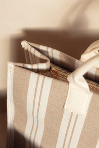 Georgiana Tote Bag - Tan/White