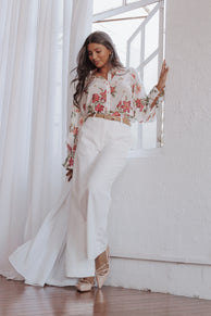 Tullia Button Detail Pant - White