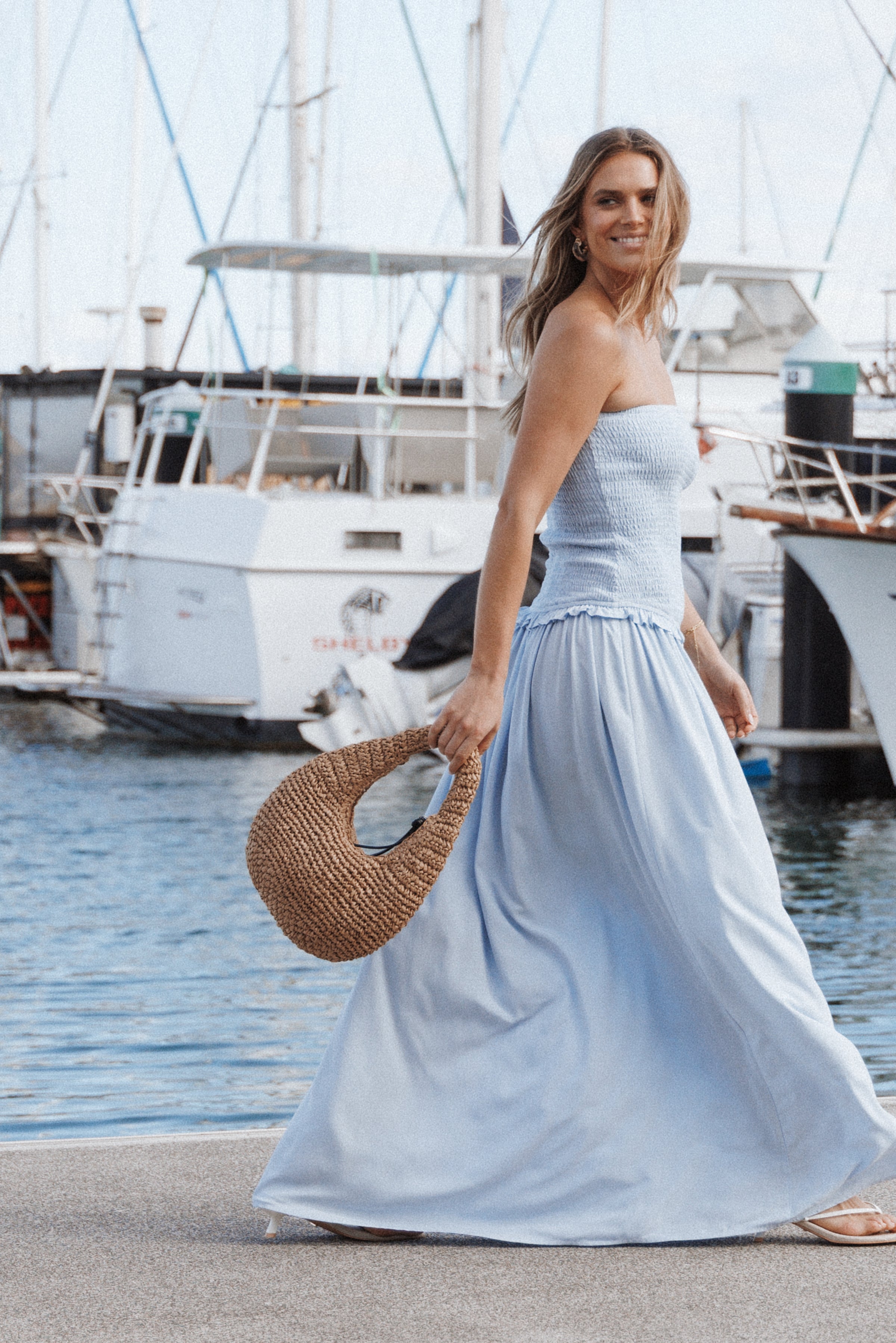 Fleur Strapless Maxi Dress - Pale Blue