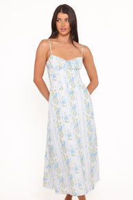 Florencia Midi Dress - Blue Floral