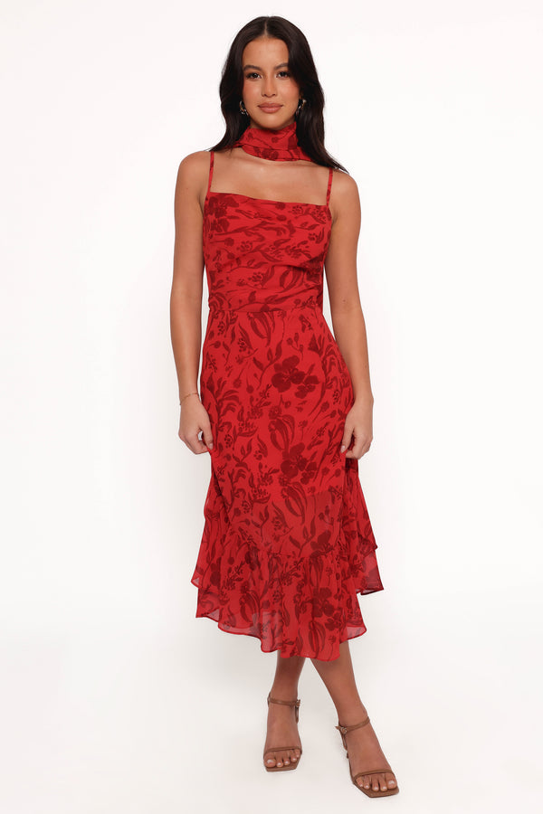 Francesca Midi Dress - Red Floral