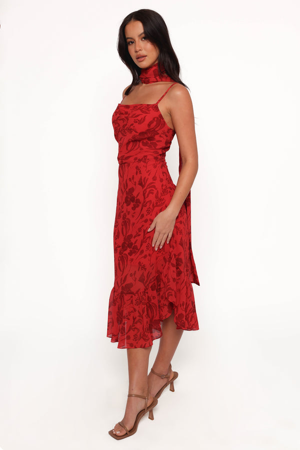 Francesca Midi Dress - Red Floral