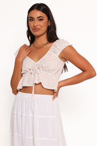 Frankie Top - White Ditsy