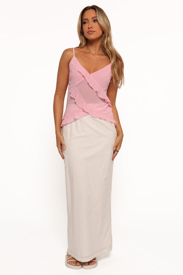 Gabrielle Ruffle Top - Pale Pink