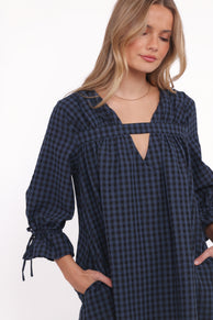 Hallie Mini Dress - Navy Gingham