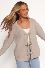 Hammond Tie Up Cardigan - Taupe