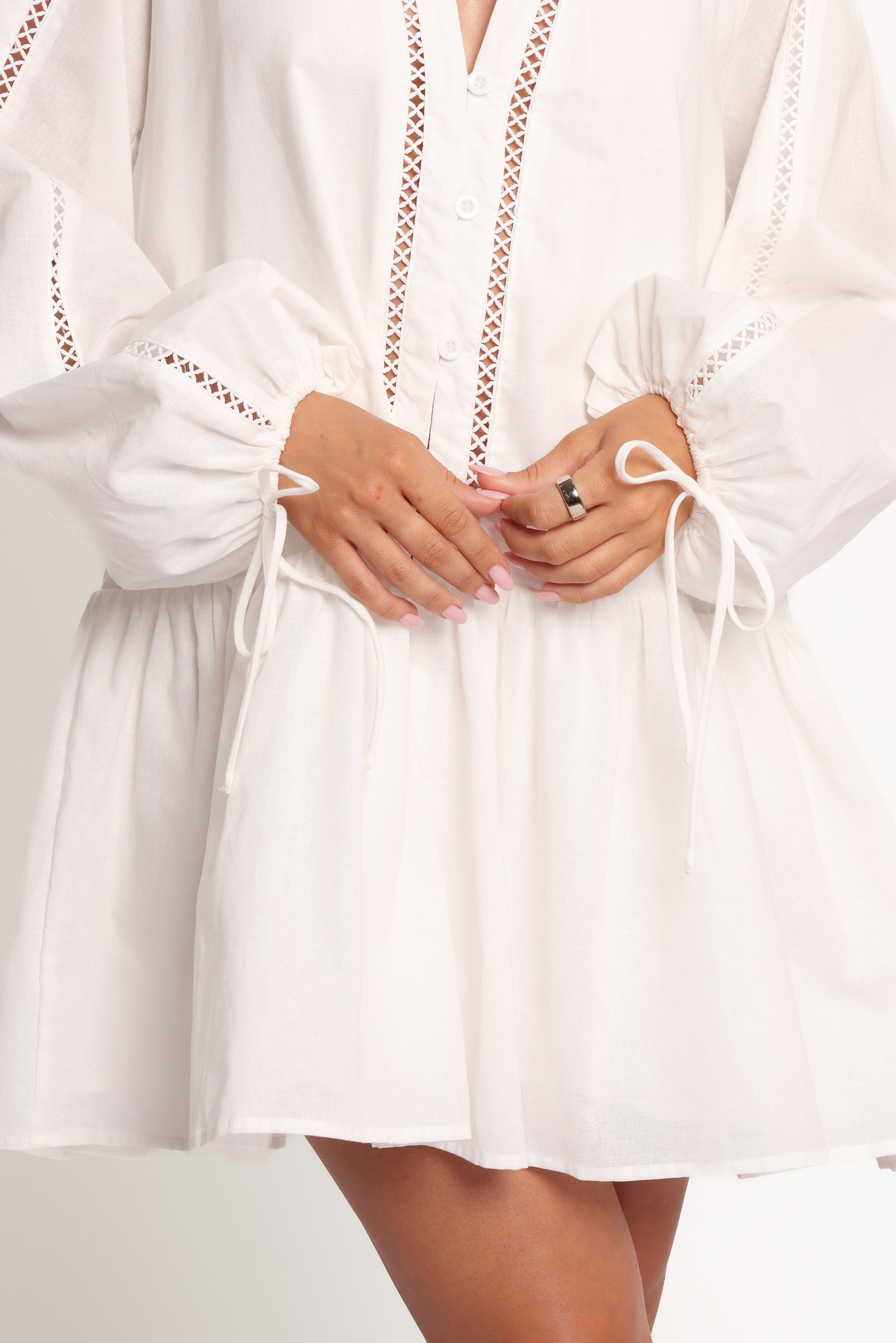 Hart Long Sleeve Mini Dress - White