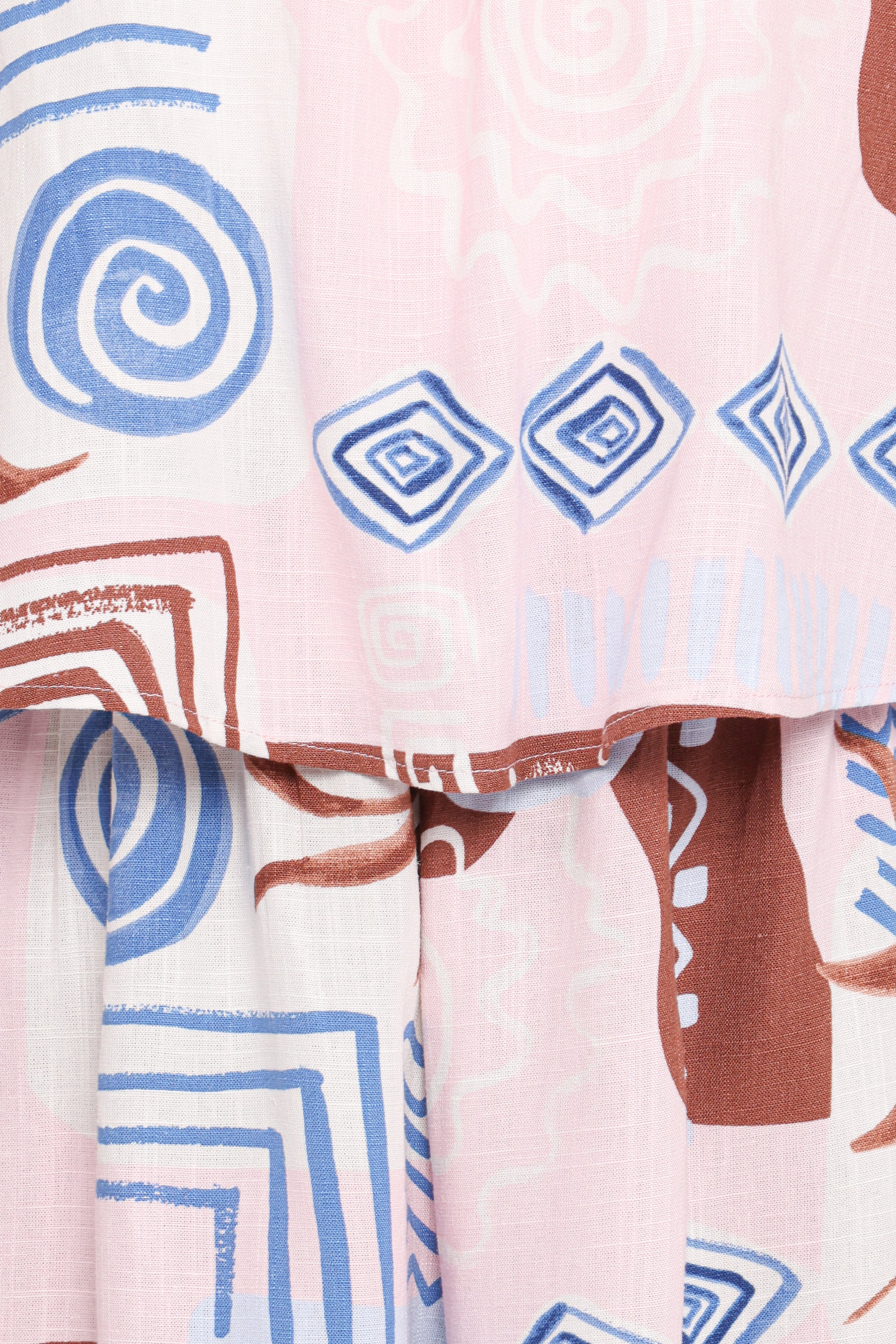 Herbie Strapless Playsuit - Blue Brown Abstract