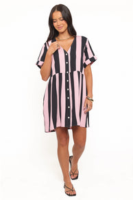 Heron Mini Dress - Pink Stripe