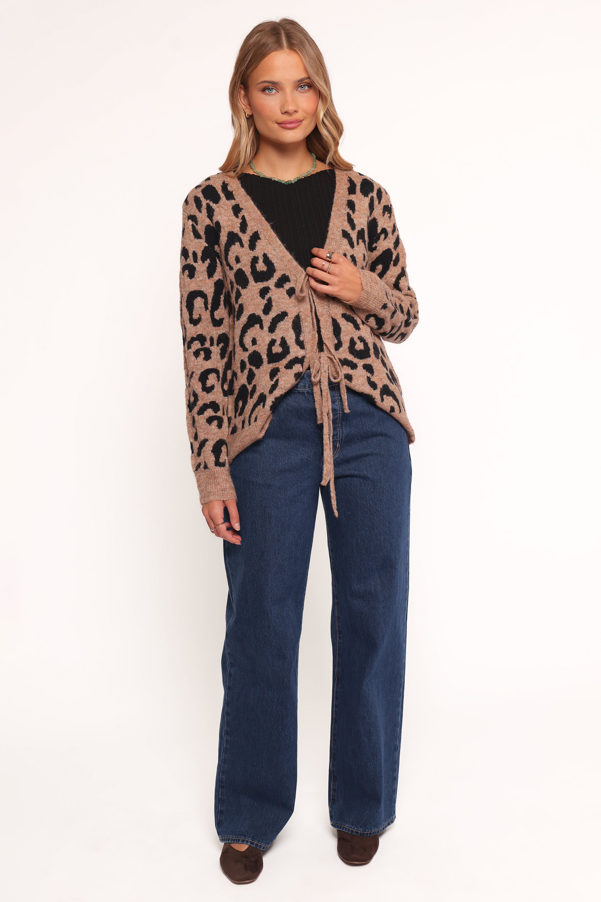 Hudson Tie Front Cardigan - Leopard