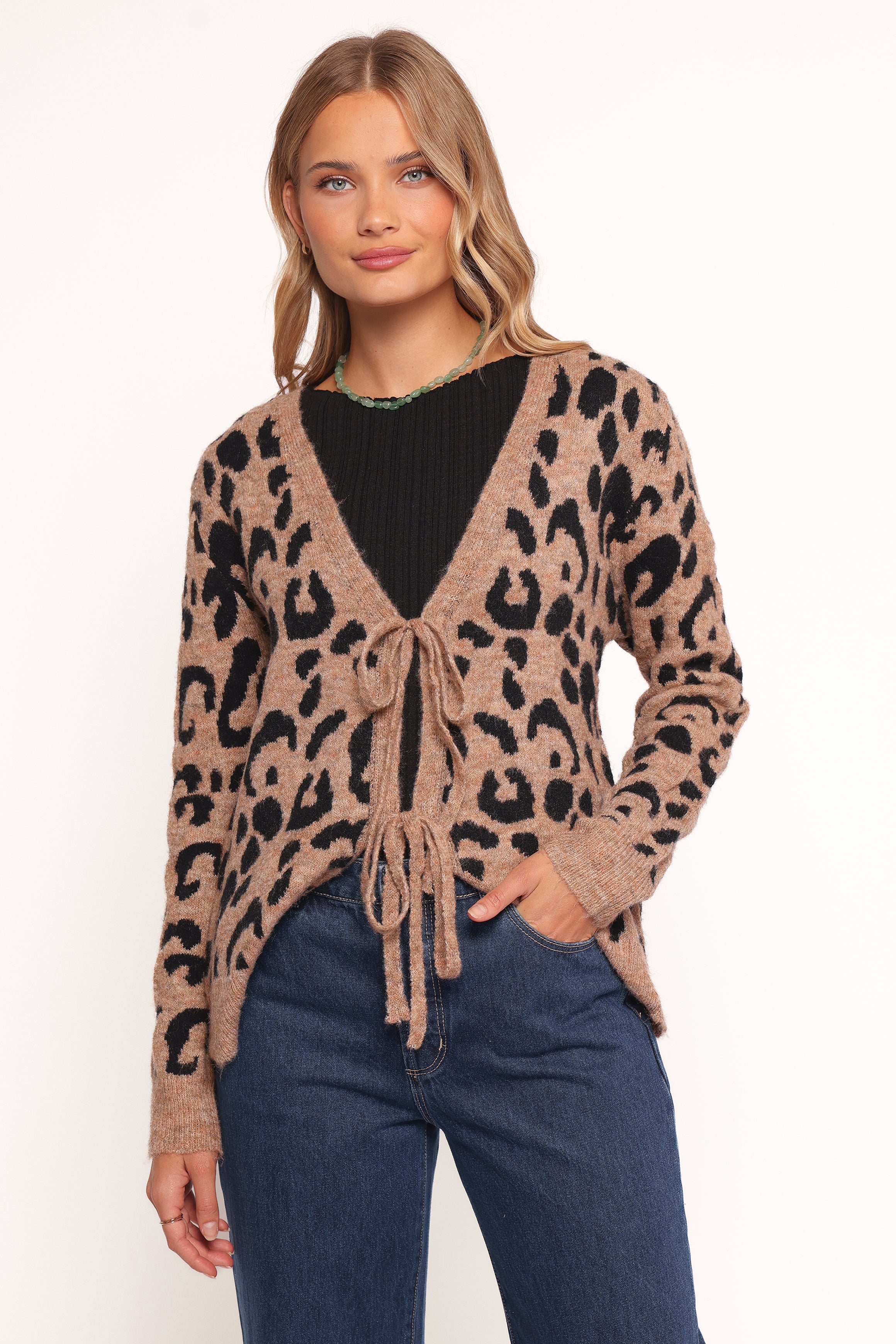 Hudson Tie Front Cardigan - Leopard