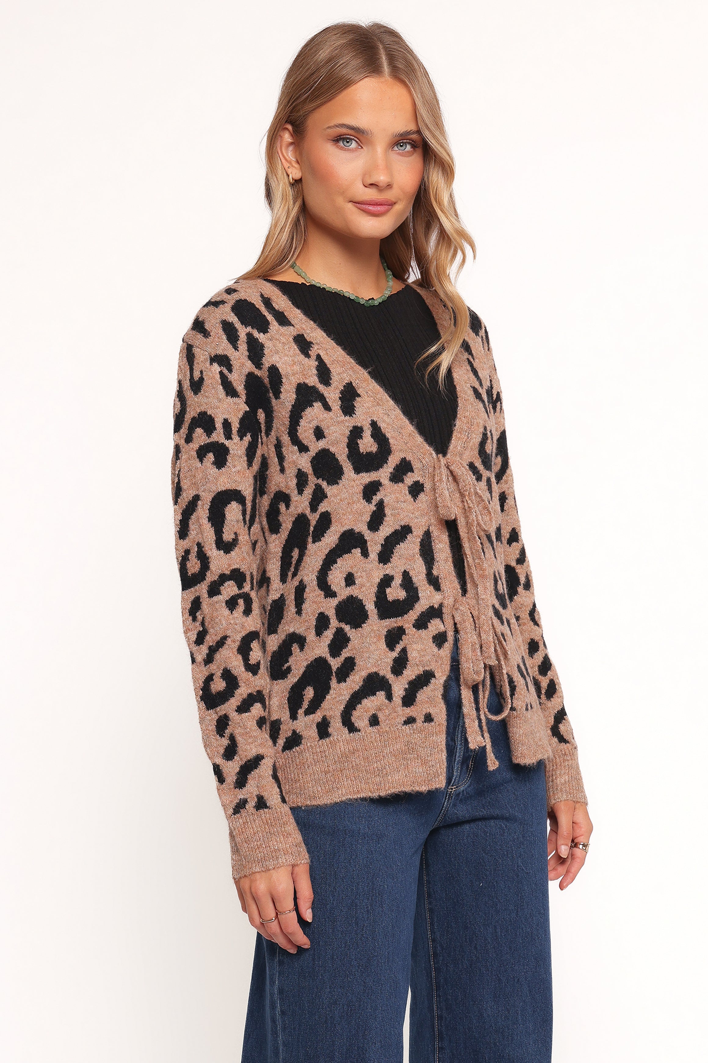 Hudson Tie Front Cardigan - Leopard