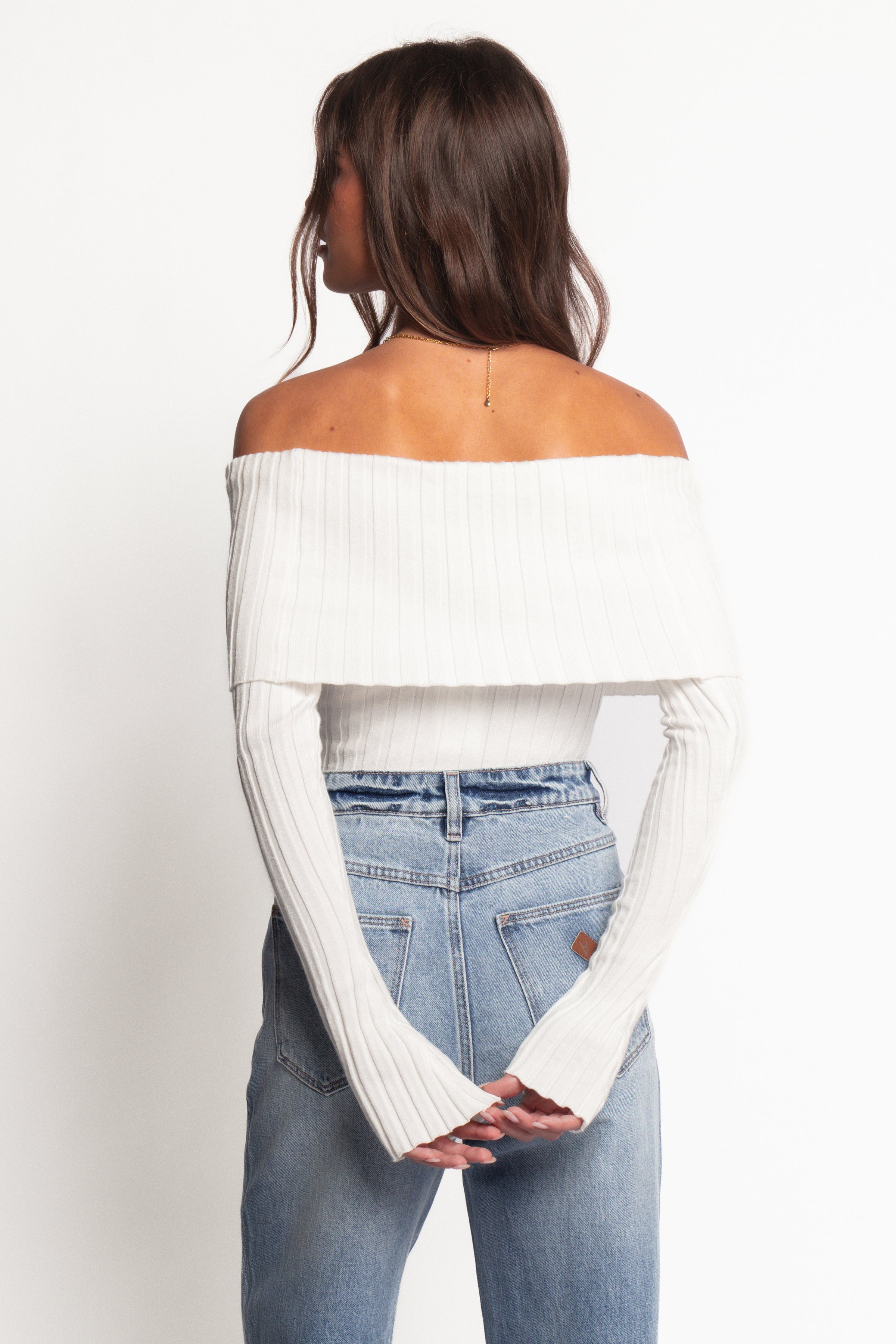 Inora Off Shoulder Knit Top - White