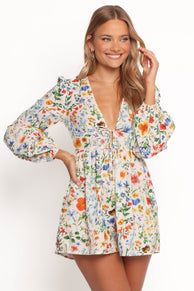 Irisa Long Sleeve Playsuit - Garden Floral
