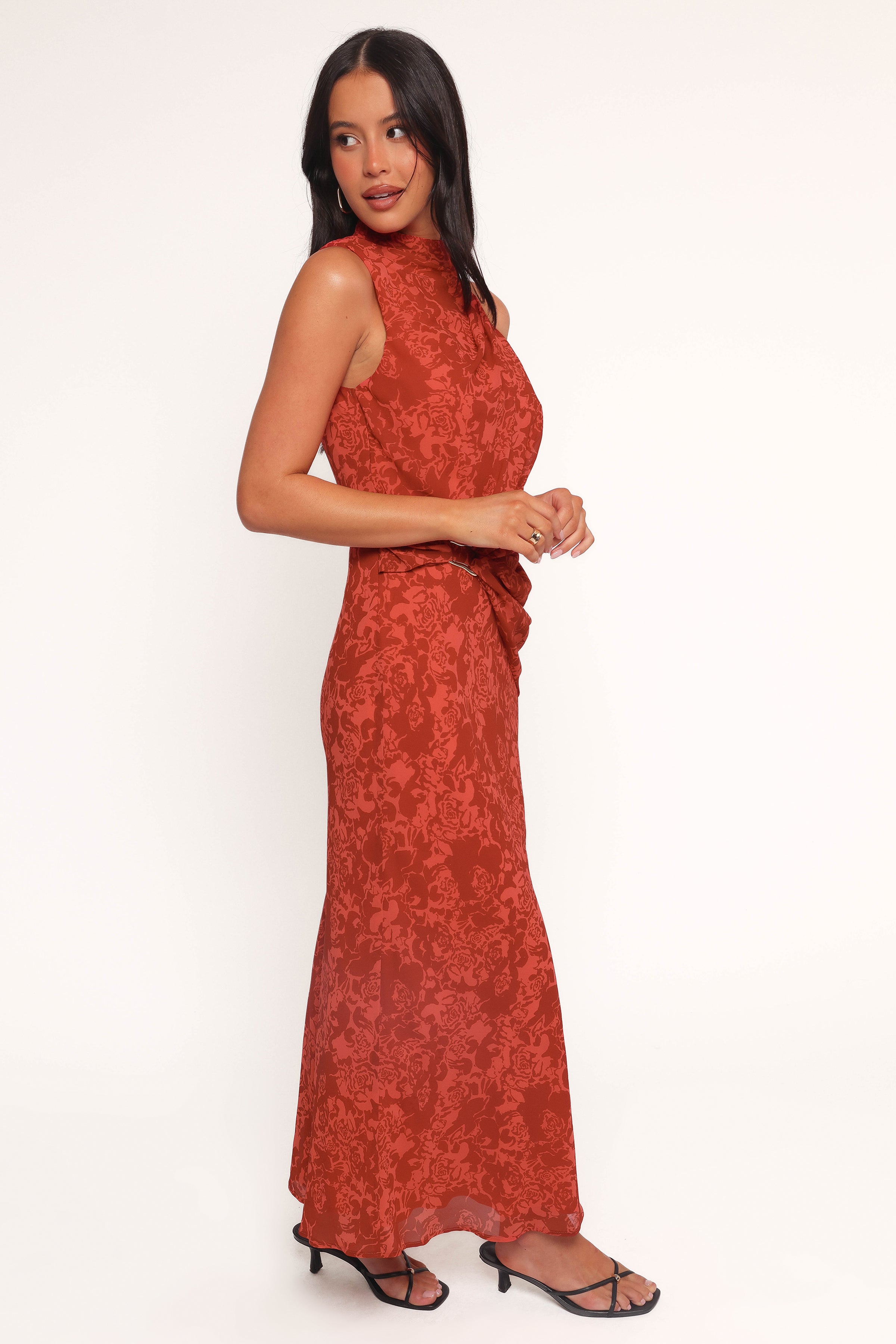 Isabeau Midi Dress - Red Roses