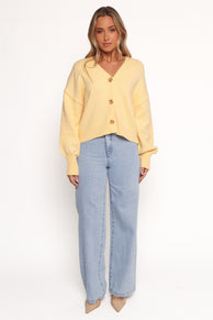 Isabel Button Front Cardigan - Yellow