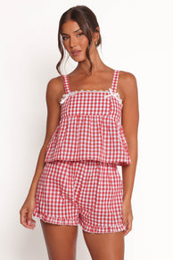 Isidore Gingham Short Set - Red