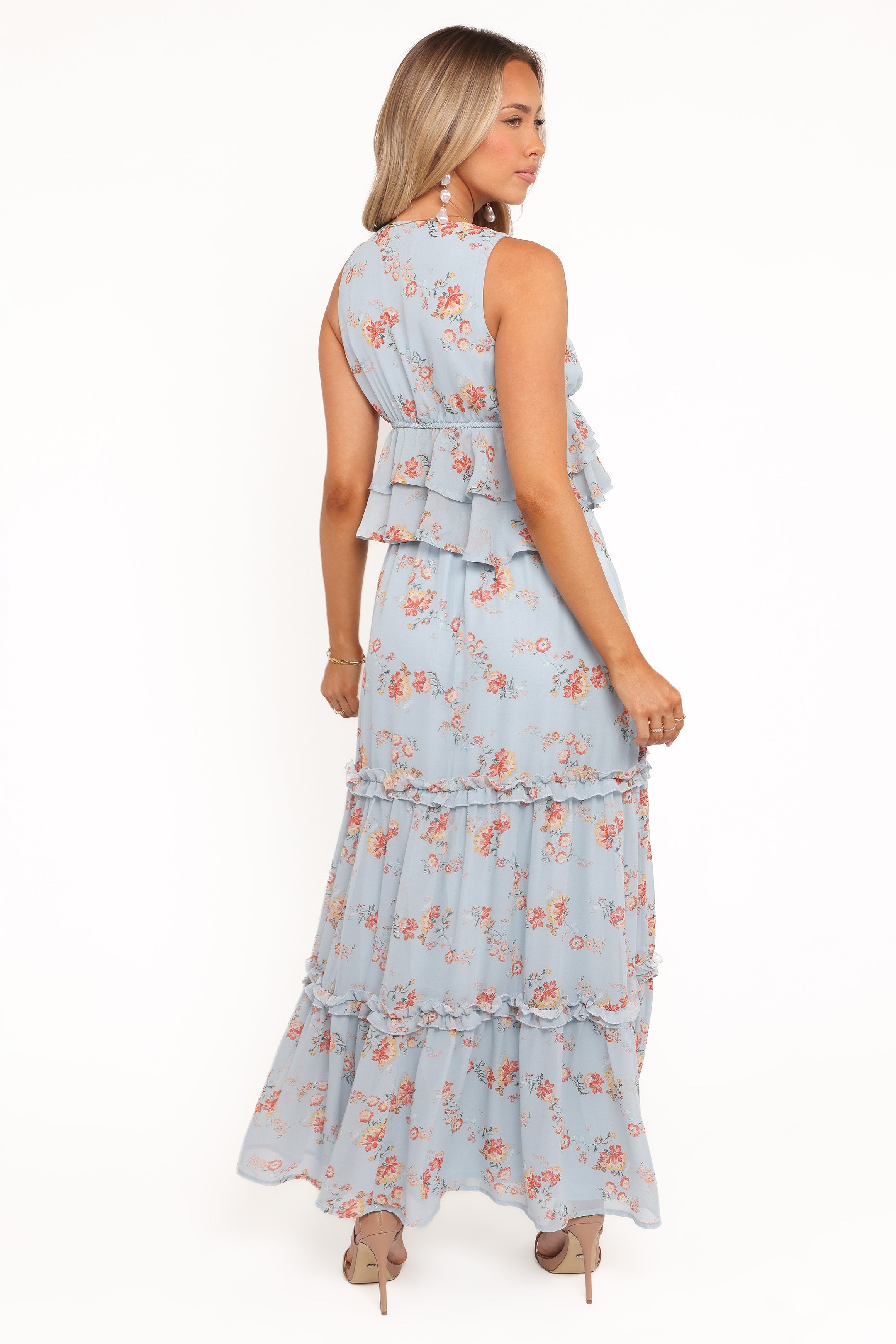 Isla Tiered Skirt Set - Blue Floral