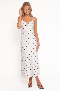 Jamila Midi Dress - White Polka Dot