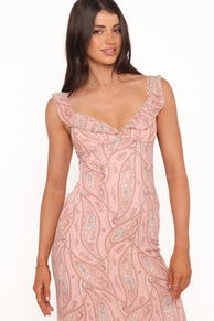 Jarvis Midi Dress - Peach Paisley