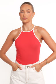 Jazzie Knit Tank - Red White