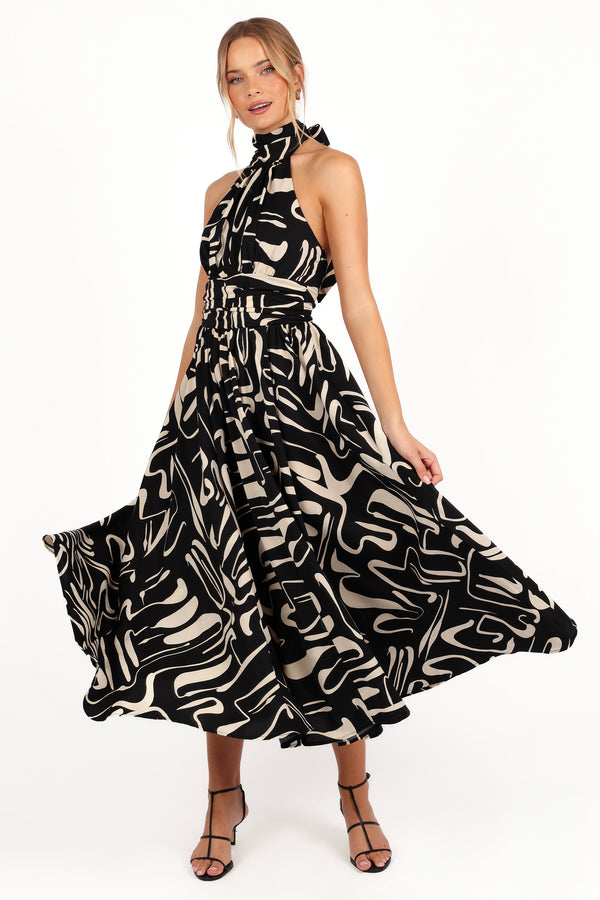 Jennifer Halterneck Maxi Dress - Black/White