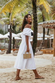 Jensen Off Shoulder Midi Dress - Ivory