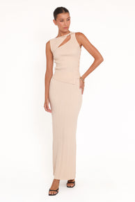 Jessie Knit Skirt Set - Beige