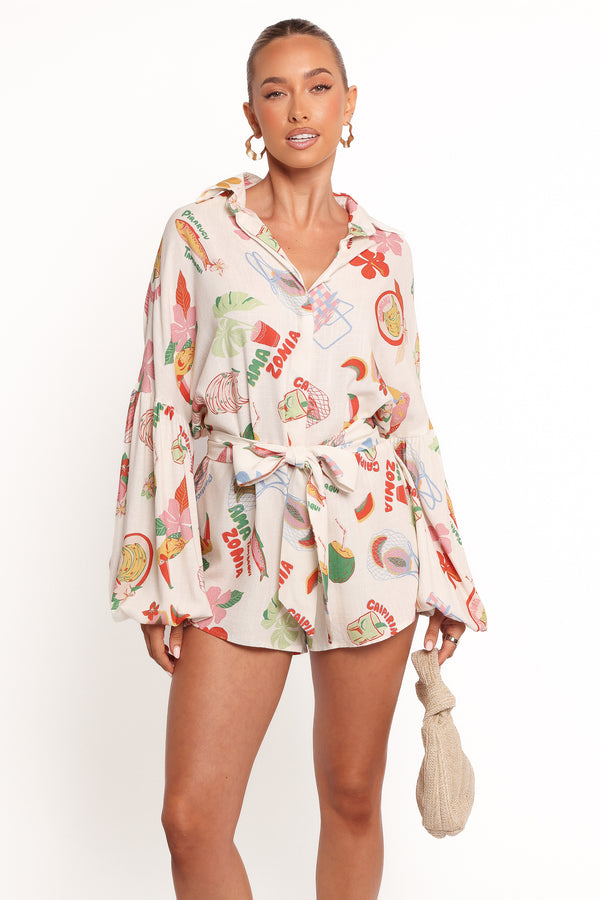 Jillia Long Sleeve Playsuit - Alfresco