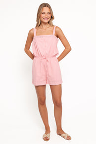 Joanina Lace Trim Playsuit - Coral