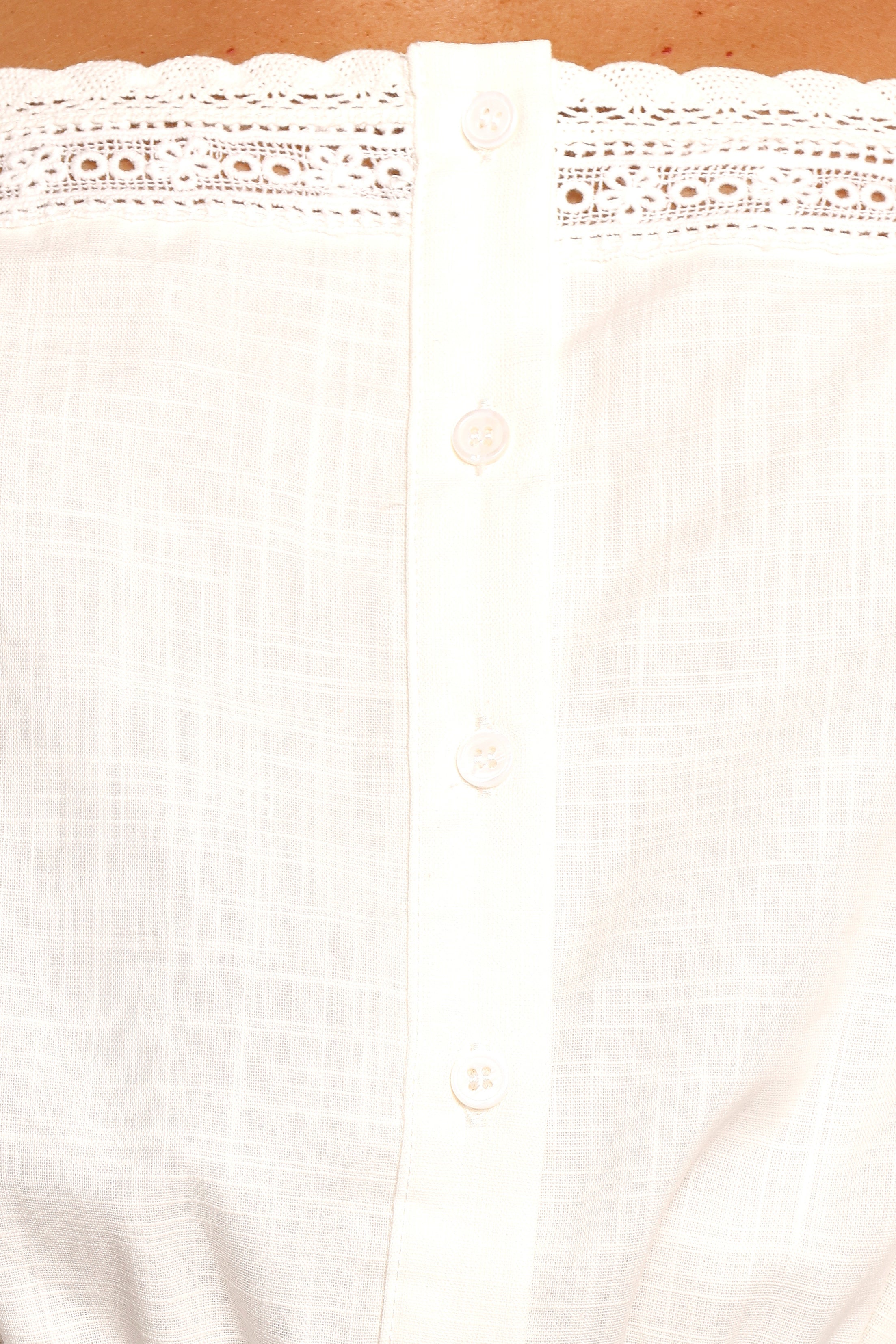 Joanina Lace Trim Playsuit - White