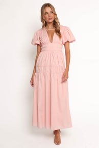 Joedy Puff Sleeve Midi Dress - Pale Pink