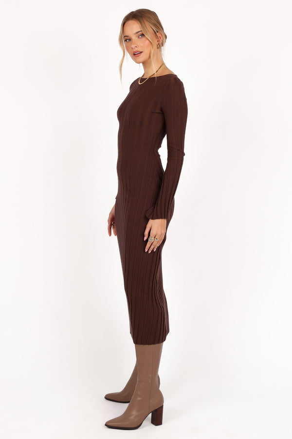 Jolene Long Sleeve Maxi Dress - Brown