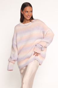 Joy Knit Sweater - Lavender Stripe