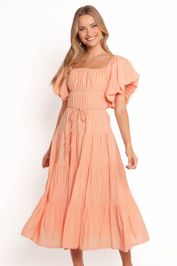 Julie Off Shoulder Midi Dress - Peach