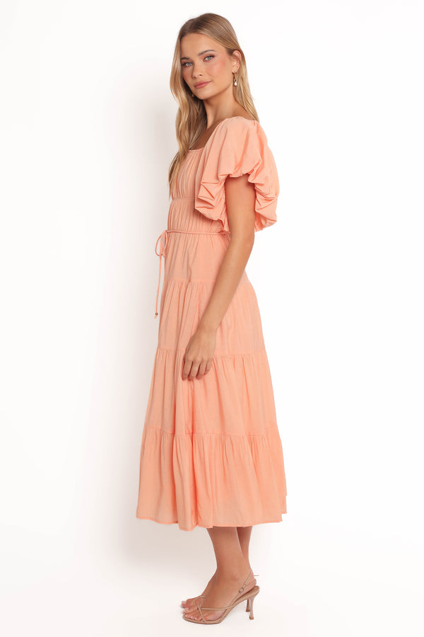 Julie Off Shoulder Midi Dress - Peach