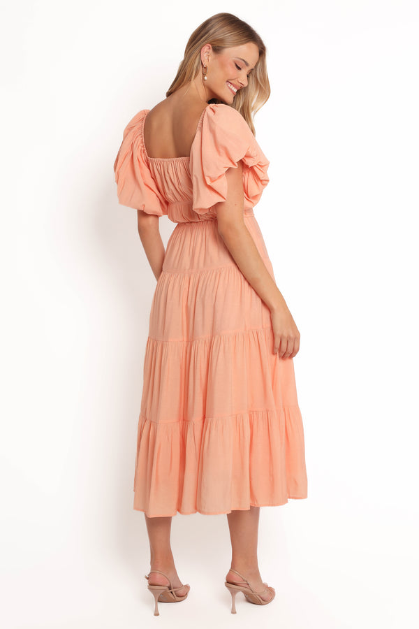 Julie Off Shoulder Midi Dress - Peach