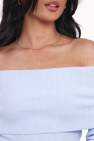 Junia Tie Back Knit Top - Pale Blue