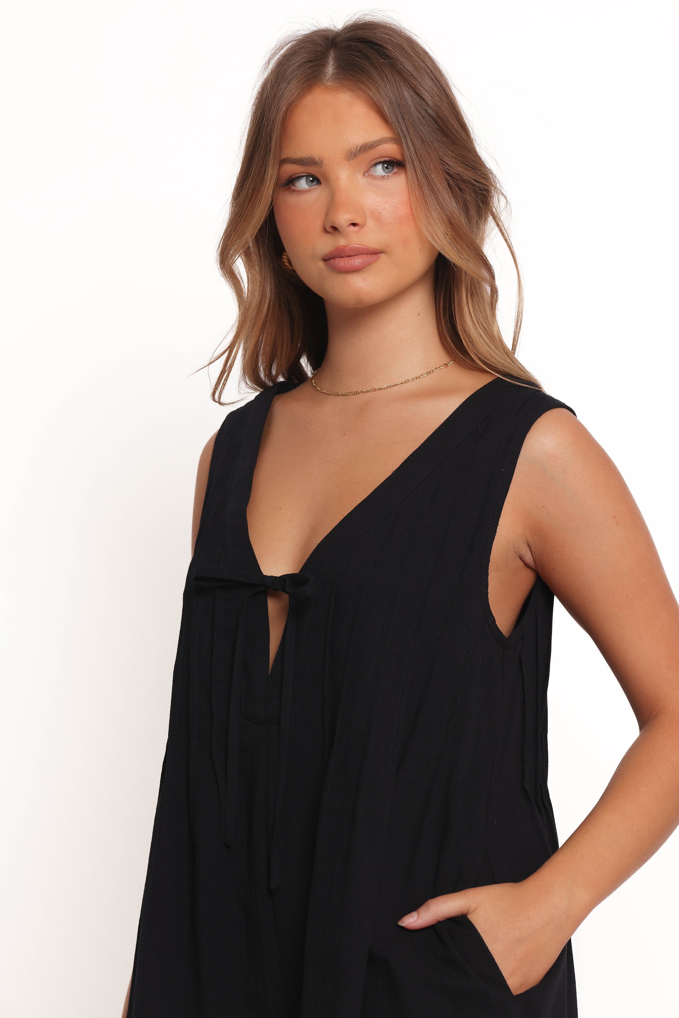 Kallie Tie Front Playsuit - Black