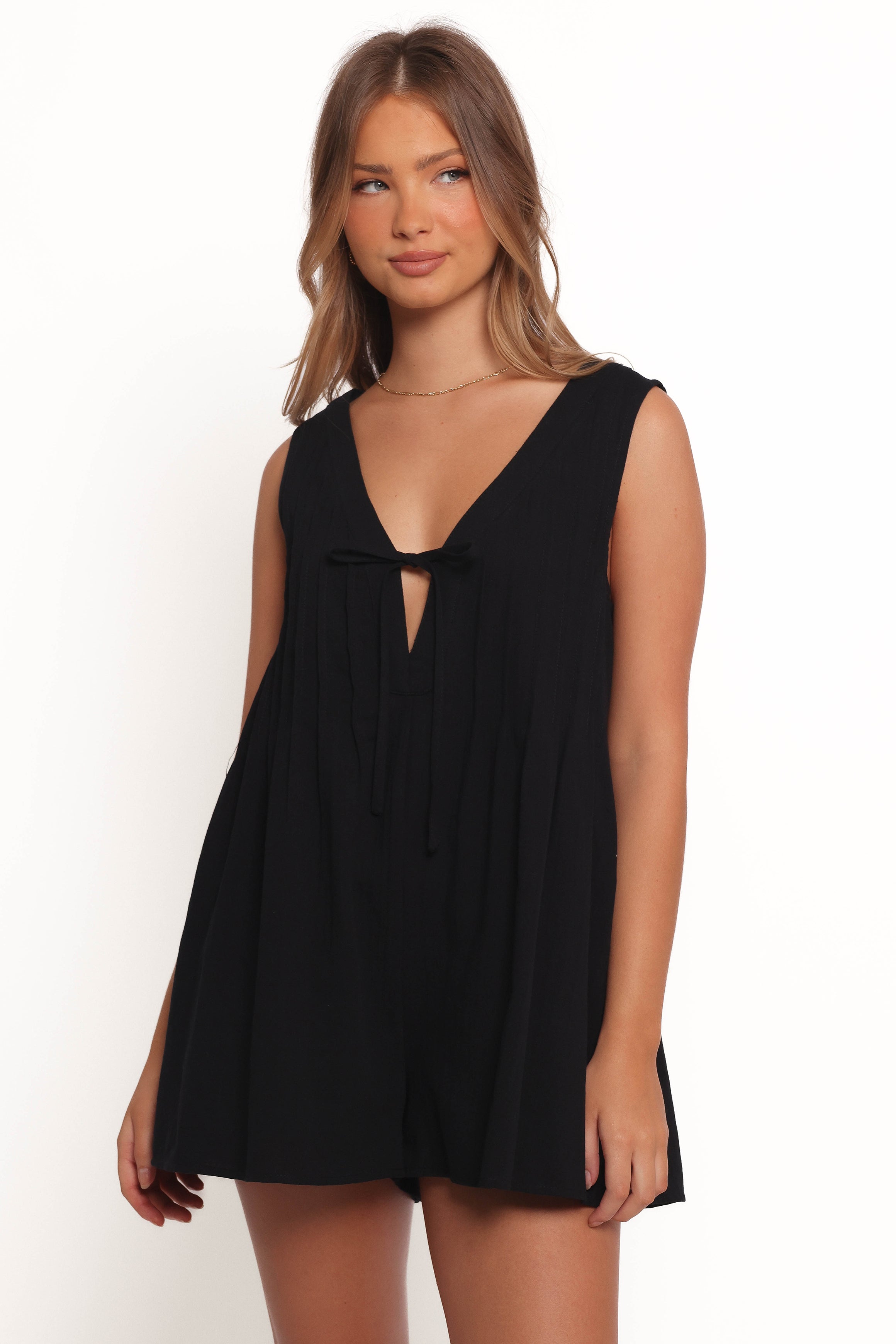 Kallie Tie Front Playsuit - Black