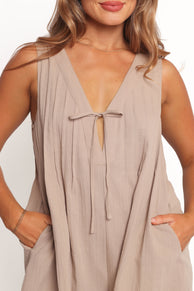 Kallie Tie Front Playsuit - Mocha