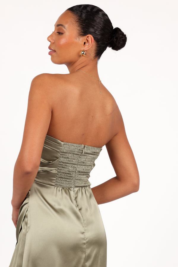 Kara Strapless Maxi Dress - Olive