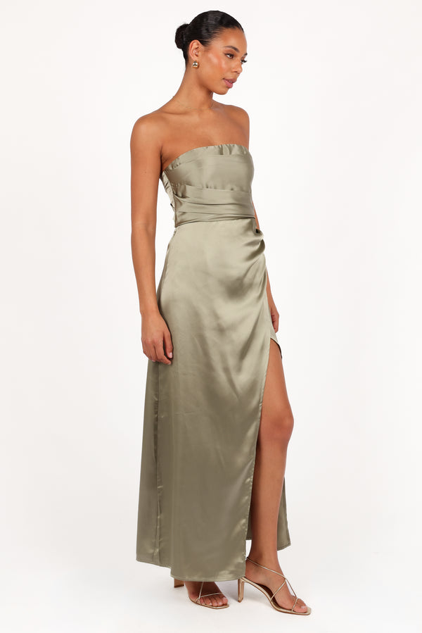 Kara Strapless Maxi Dress - Olive