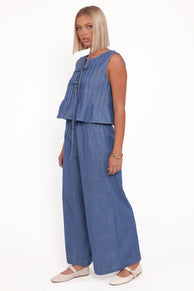 Karla Denim Pant Set - Dark Blue