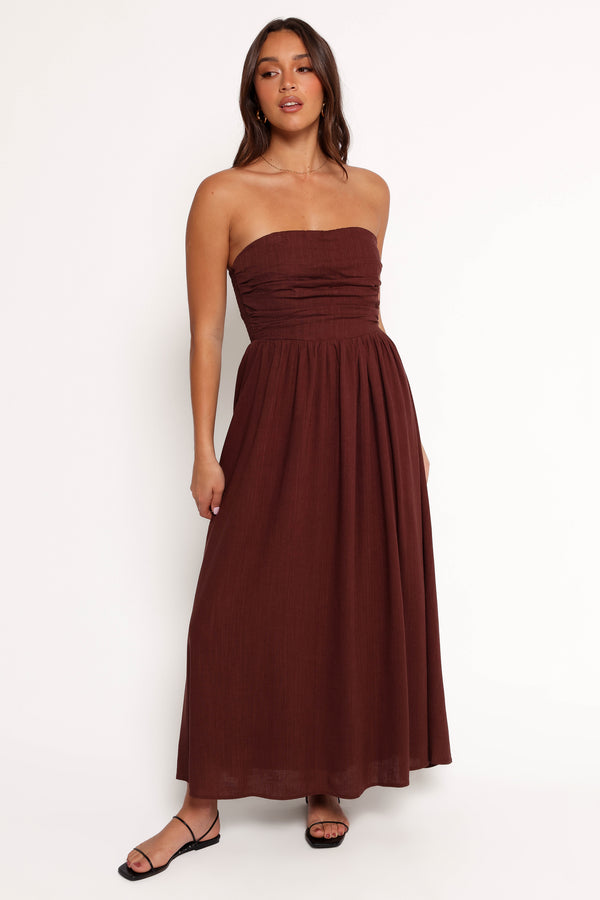 Kayt Strapless Dress - Chocolate Brown