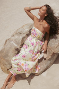 Kayt Strapless Dress - Yellow Petunia
