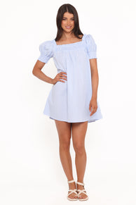 Kennedy Smock Mini Dress - Blue Gingham