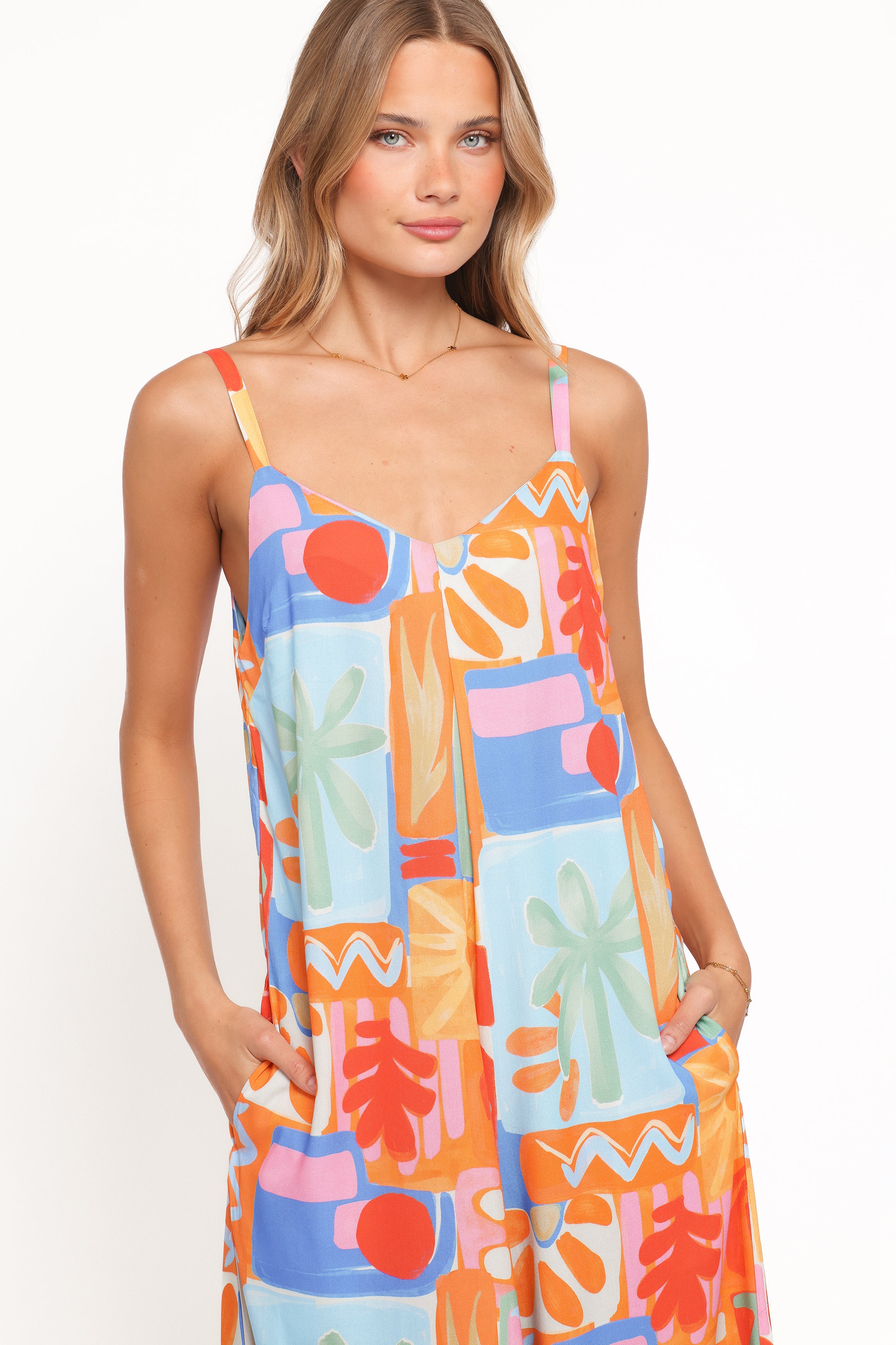 Kiki Wide Leg Jumpsuit - Orange Colorwave