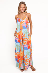 Kiki Wide Leg Jumpsuit - Orange Colorwave